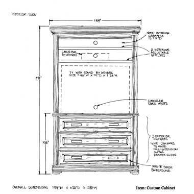 La Lune Custom Cabinet Drawing 2