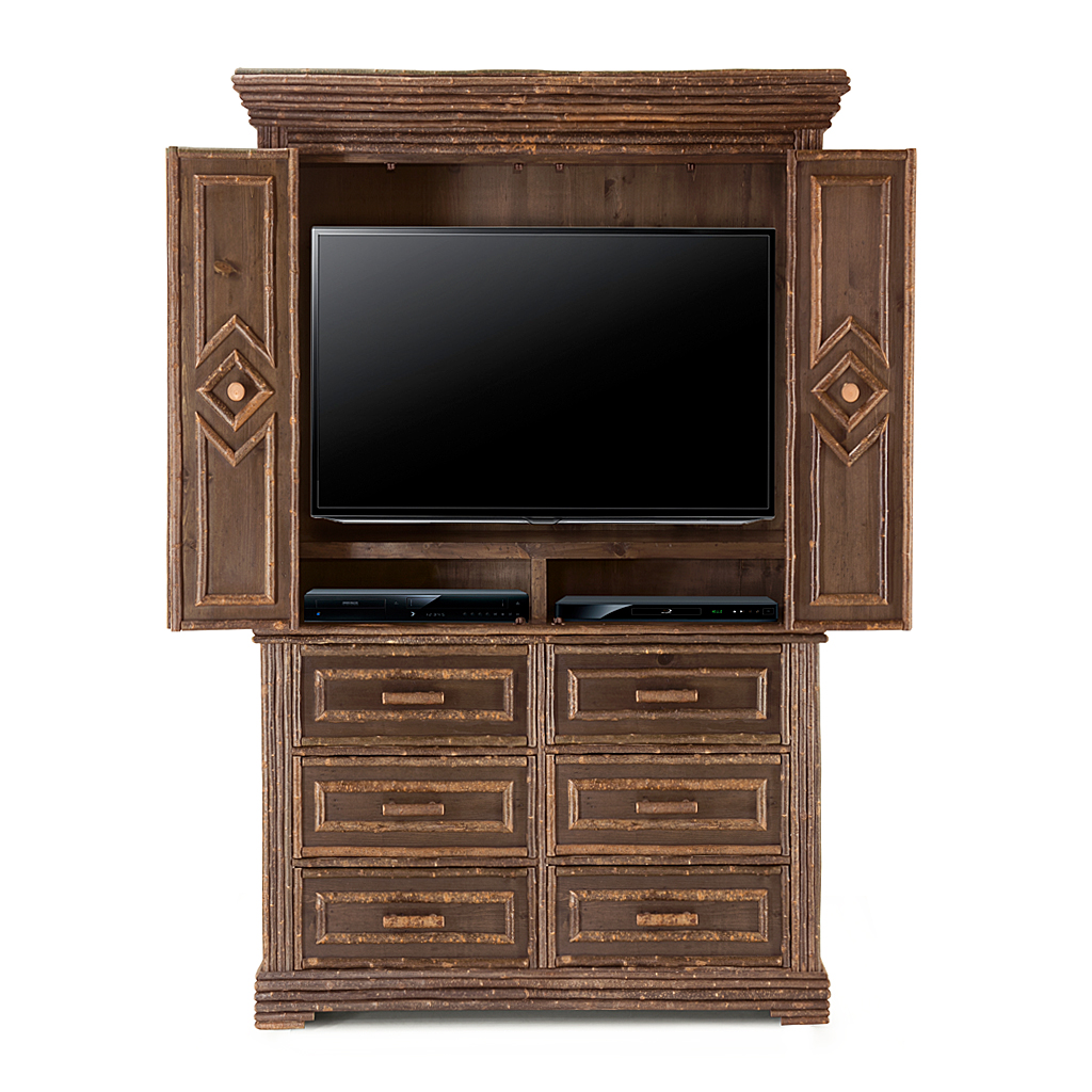 Curtis TV Cabinet 2616 Natural finish with Dark Pine background La Lune Collection rustic furniture