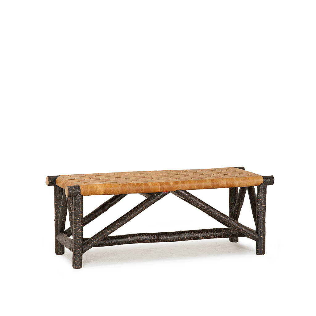 Ivan Woven Leather Bench 1147 Ebony finish La Lune Collection rustic furniture