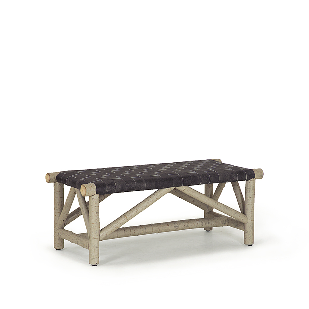 Ivan Woven Leather Bench 1147 Taupe finish La Lune Collection rustic furniture