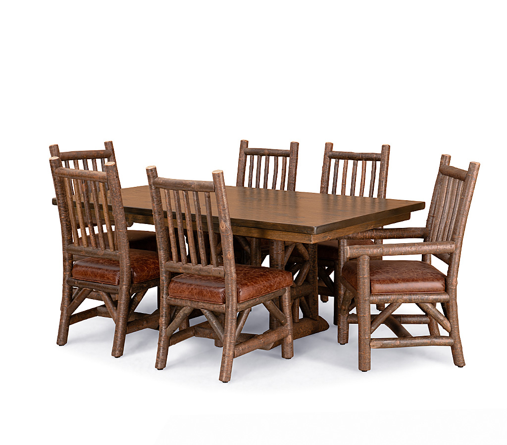 Bella Trestle Dining Table 3119-I, Aria Dining Chairs 1204-I, 1206-I Natural finish with Medium Pine Top La Lune Collection rustic furniture