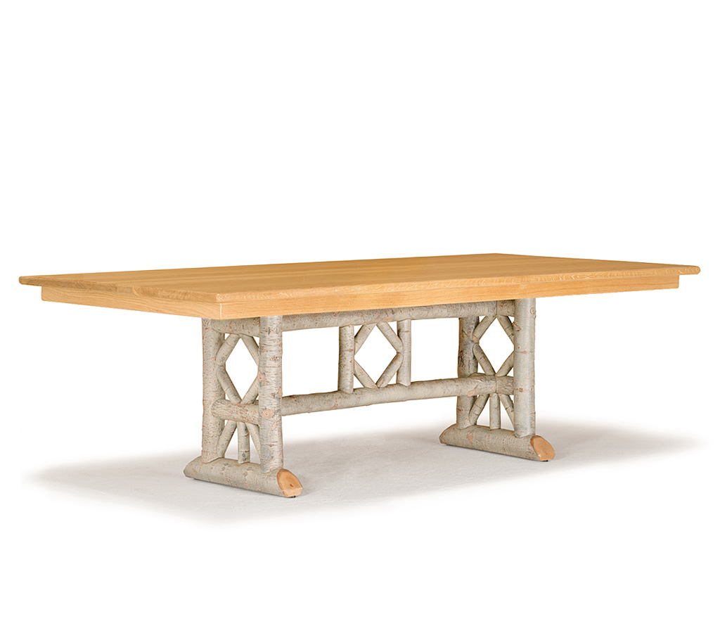 Bella Trestle Dining Table 3121-I Sandstone finish with Light Pine Top La Lune Collection rustic furniture