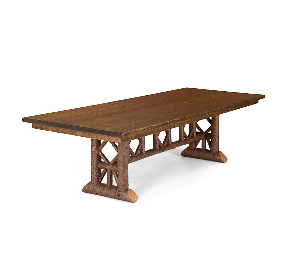 Bella Trestle Dining Table 3123-I Natural finish with Medium Pine Top La Lune Collection rustic furniture
