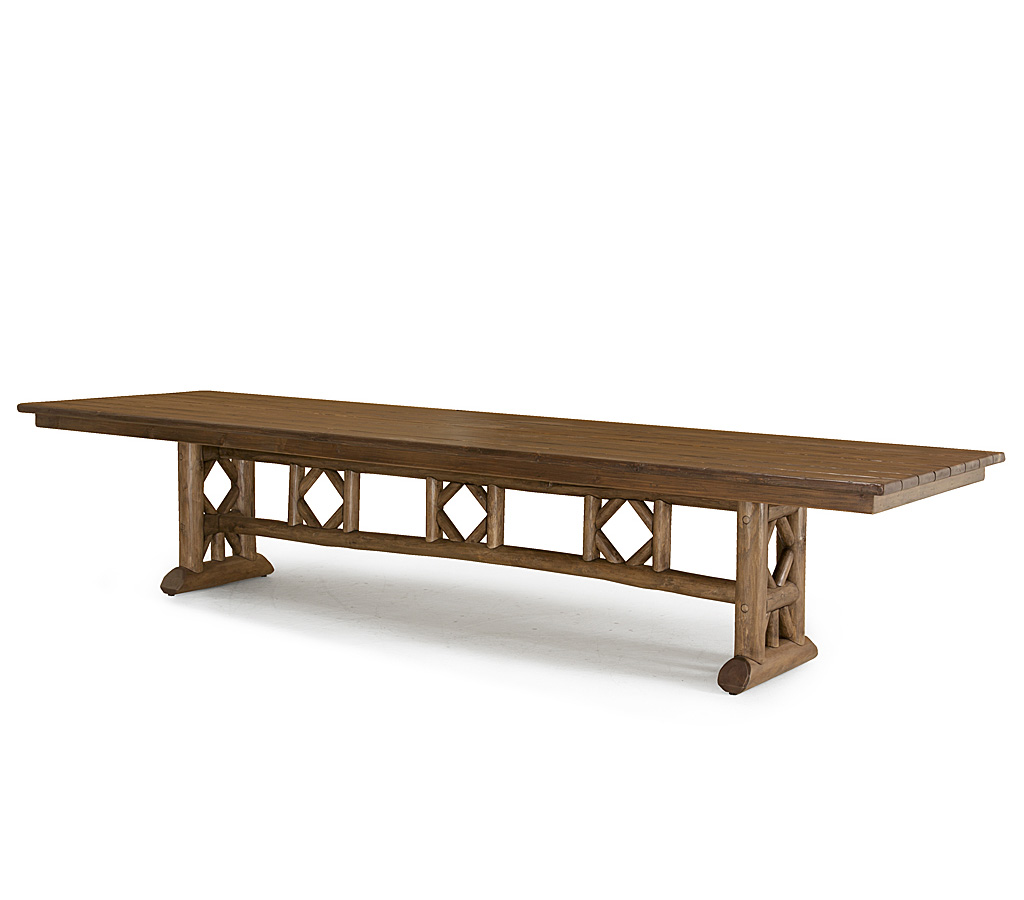 Bella Trestle Dining Table 3125-U in Kahlua finish with Medium Cedar Top La Lune Collection rustic furniture