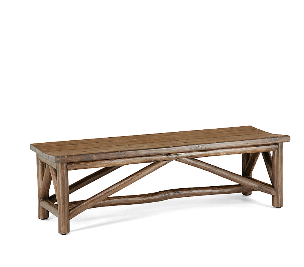Amos Bench 1522-O Kahlua Finish with Custom Kahlua Cedar Plank Seat La Lune Collection rustic furniture