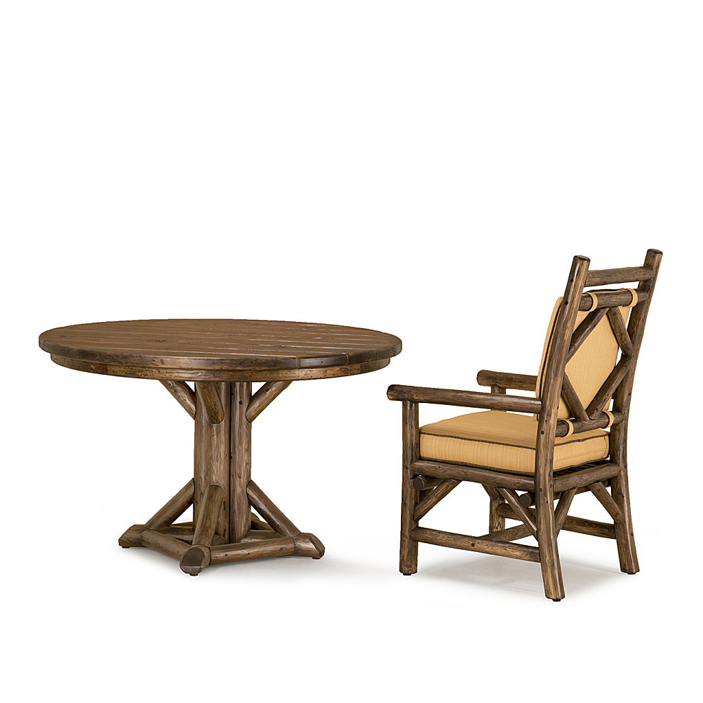 Aston Dining Table 3520-U, Rae Armchair 1295-U Kahlua finish with Medium Cedar Top La Lune Collection rustic furniture
