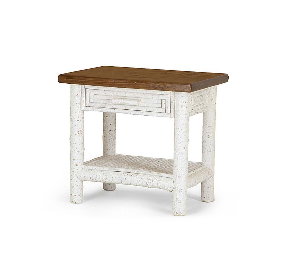 Carlin Side Table 3287 Antique White finish with Medium Pine Top La Lune Collection rustic furniture