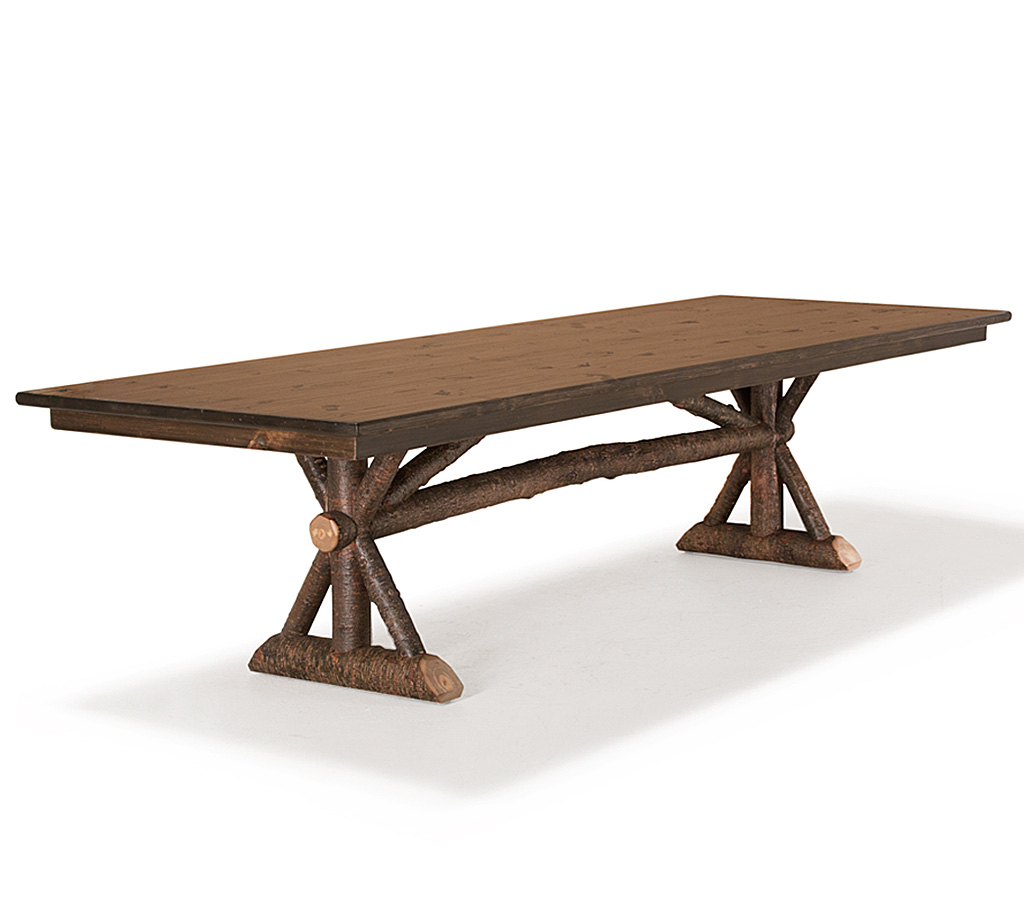 Dane Trestle Dining Table 3502-I Natural finish with Medium Pine Top La Lune Collection rustic furniture