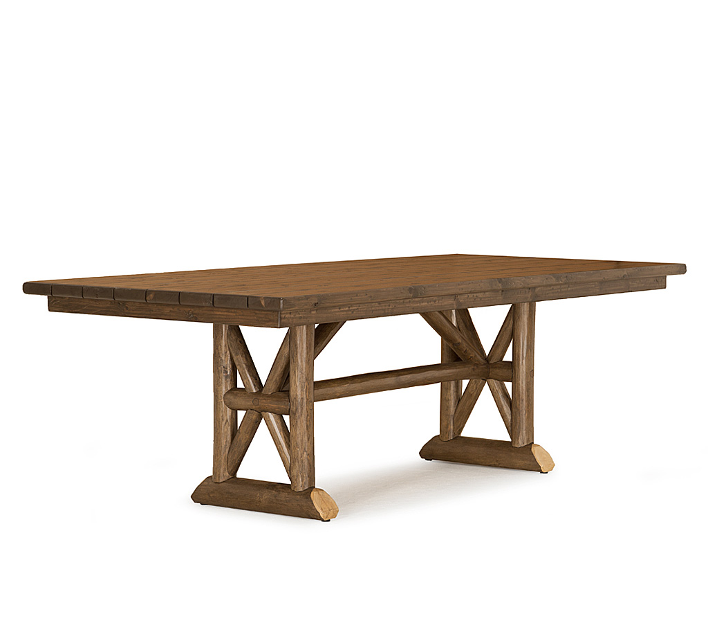 Linden Trestle Dining Table 3492-U Kahlua finish with Custom Kahlua Cedar Top La Lune Collection rustic furniture