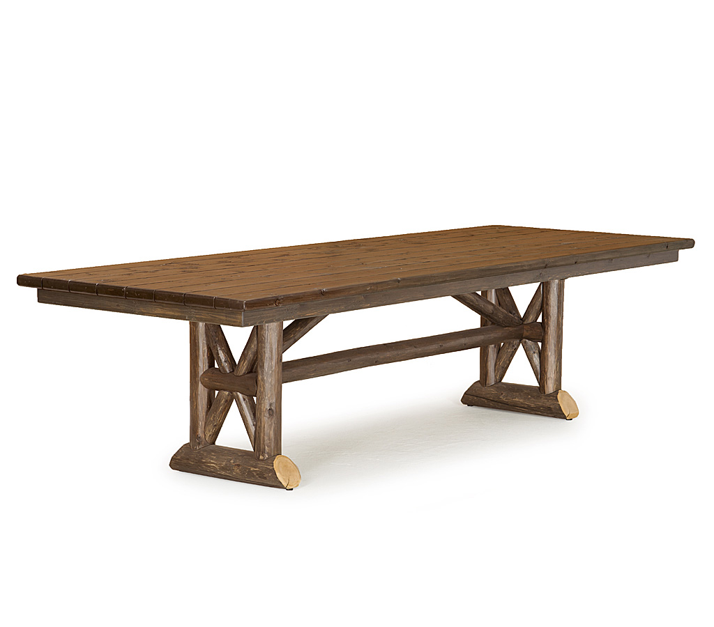 Linden Trestle Dining Table 3494-U Kahlua finish with Custom Kahlua Cedar Top La Lune Collection rustic furniture
