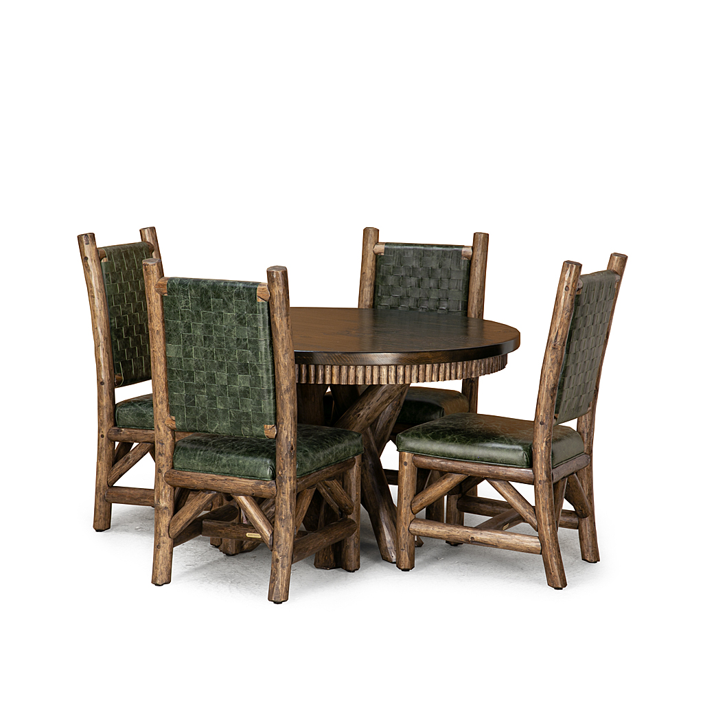 Mika Table 3089-I, Miles Side Chair 1184-I Kahlua finish with Dark Pine Top La Lune Collection rustic furniture