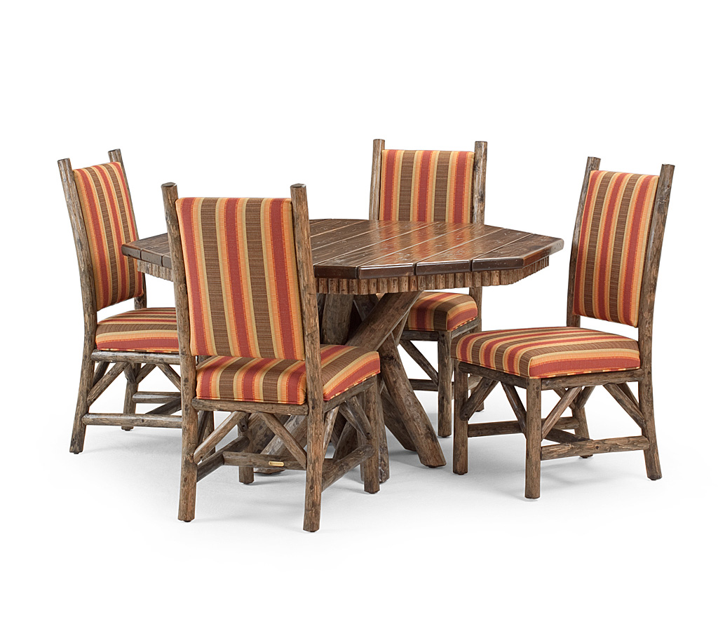 Zeke Dining Table 3108-U, Iris Side Chair 1164-U Kahlua finish with Dark Cedar Top La Lune Collection rustic furniture