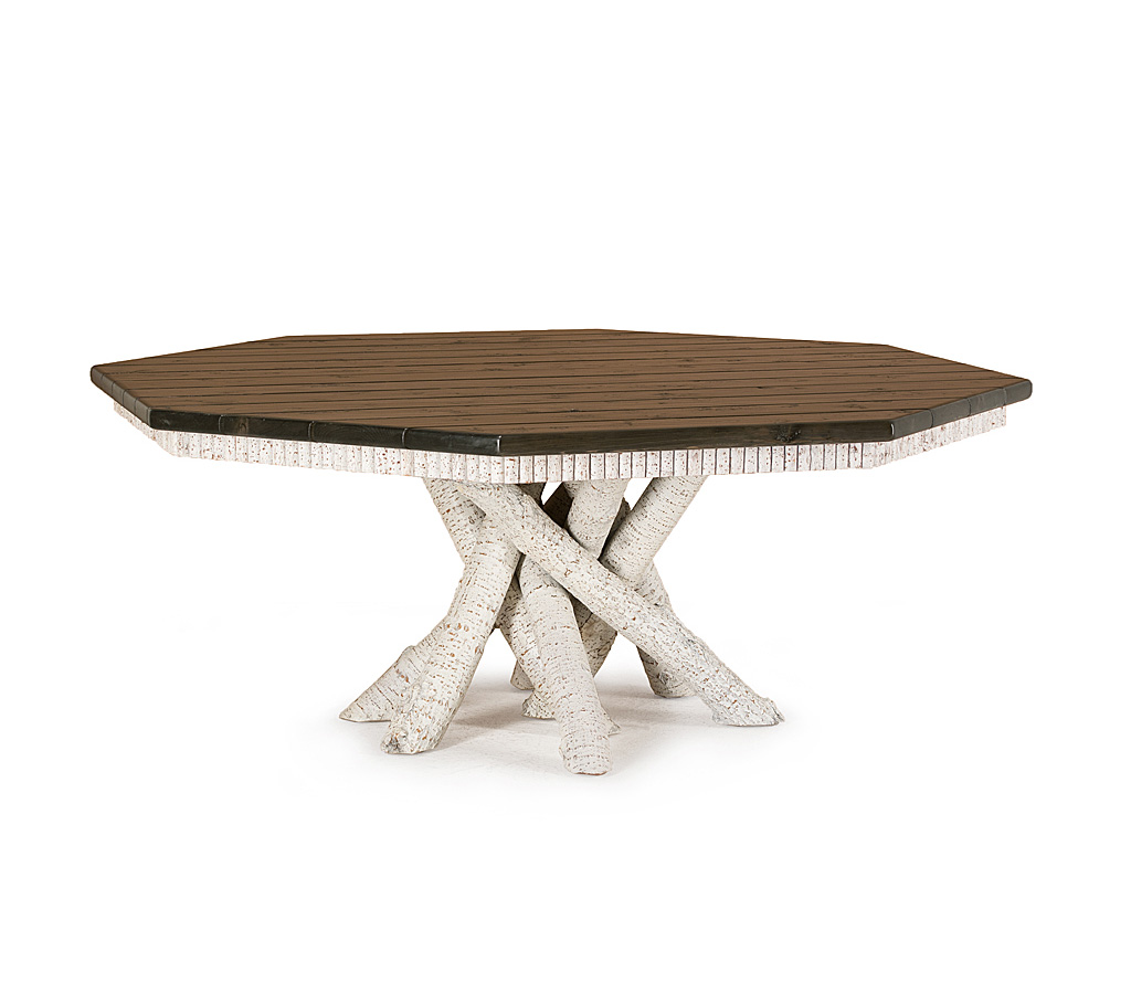 Zeke Dining Table 3112-U Antique White finish with Dark Cedar Top La Lune Collection rustic furniture